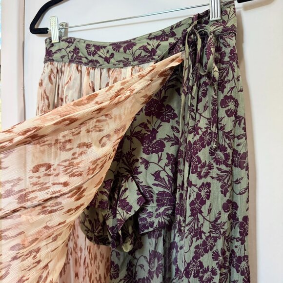 NWT Free People Oasis Printed Maxi Skirt Skort Floral Green 6 - Picture 7 of 13